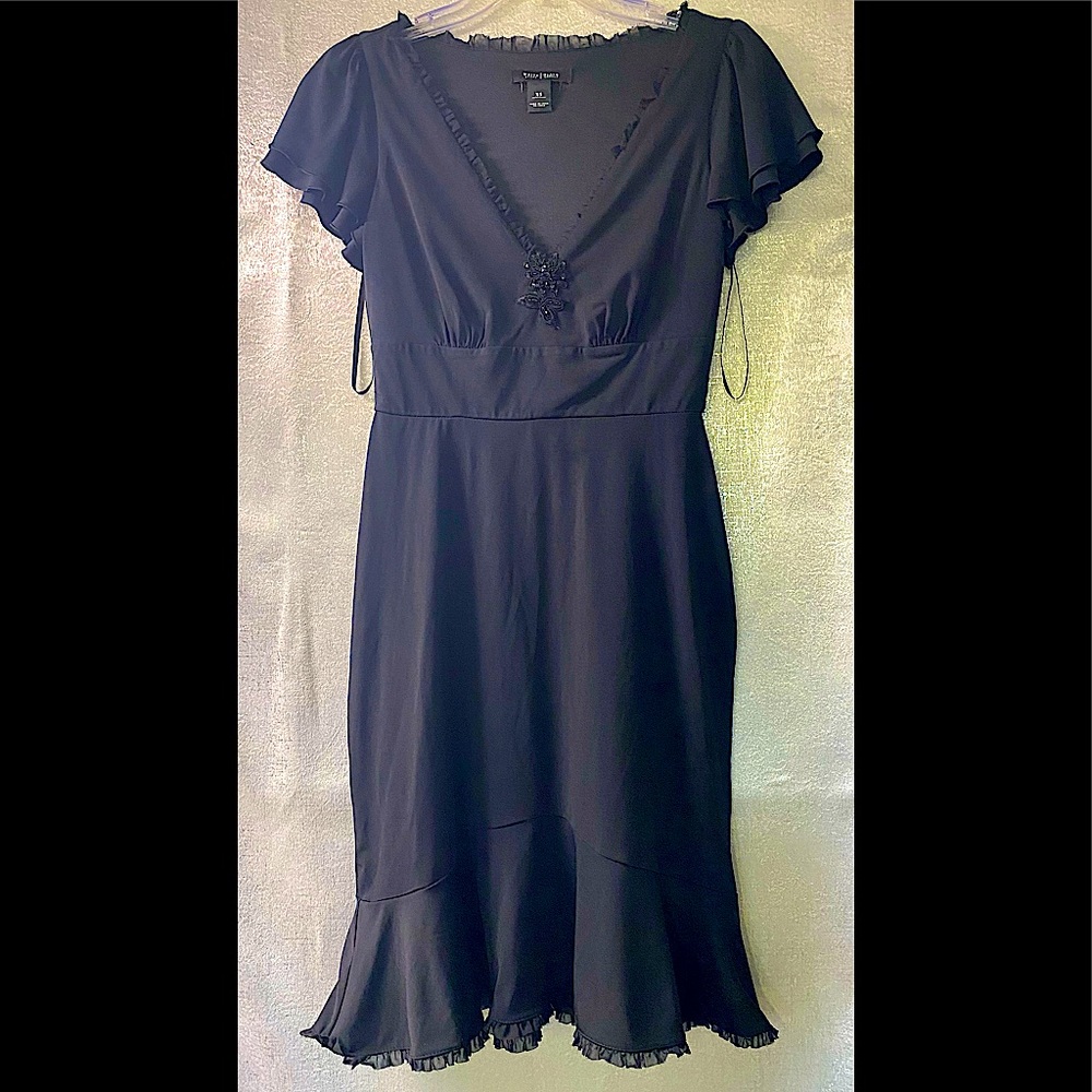 WHBM Flutter Sleeve Chiffon Trimmed Cocktail Dress